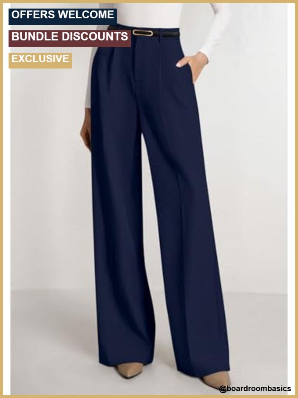 Wide Leg High Waist Work Dress Pants Business Casual Trousers - Picture 5 of 6
